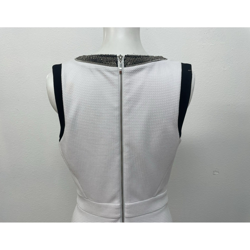 Xoxo Metal Beaded Womens A-Line Dress With Pockets Lined SZ M Flare White/Black - Picture 8 of 16
